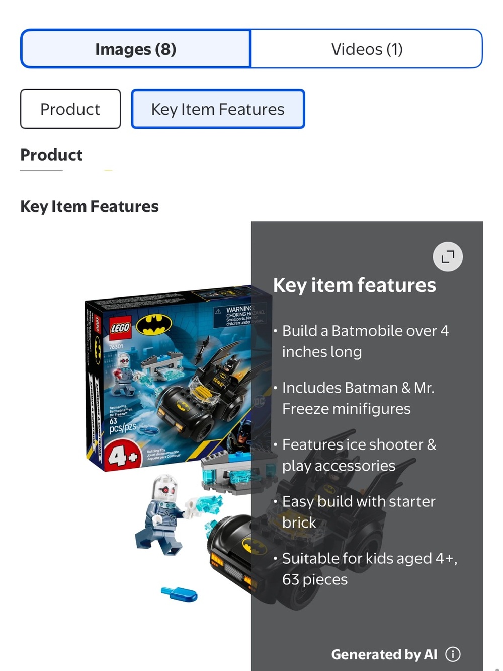 LEGO DC Batman & Batmobile vs. Mr. Freeze Toy Building Set 76301 NIB - Picture 8 of 10